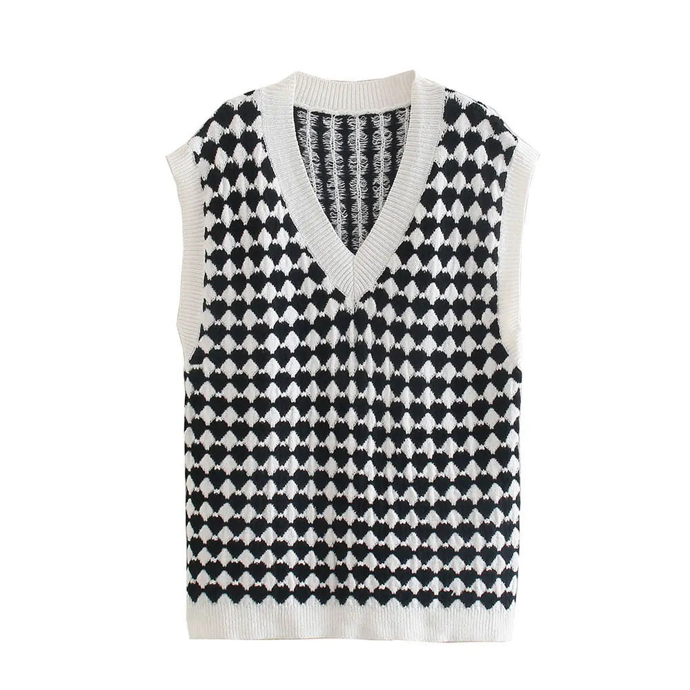 

European And American Fashion V-Neck Knitted Vest for Women Sexy Hot Girl Style Internet Celebrity Trend