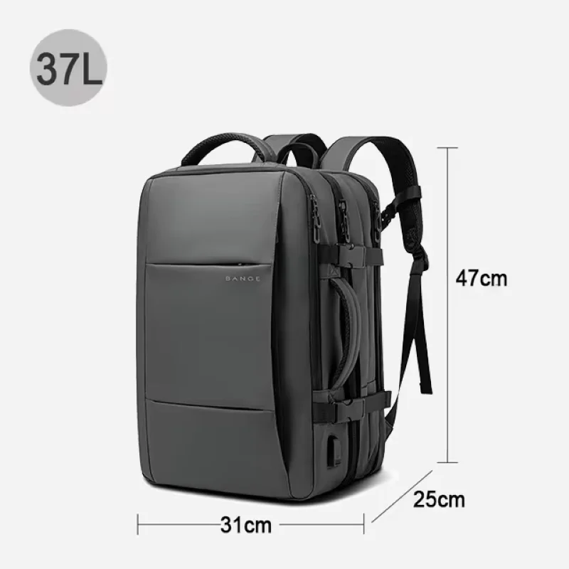 BANGE travel backpack men\'s business backpack school expandable USB bag large capacity 17.3 laptop waterproof fashion backpack