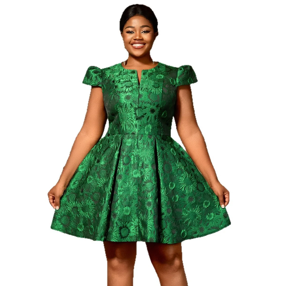 حجم كبير موضة جديدة عالية الخصر فستان حفلة التنقل مريحة ألف خط التخسيس فستان جاكار الصيف أنيقة عادية Y2k