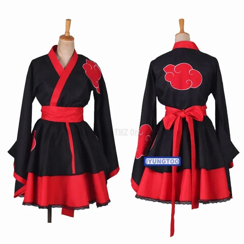 Lolita-vestidos de Cosplay para mujer, 8 estilos japoneses, traje, Akatsuki quimono Uchiha Sasuke terno C128K183