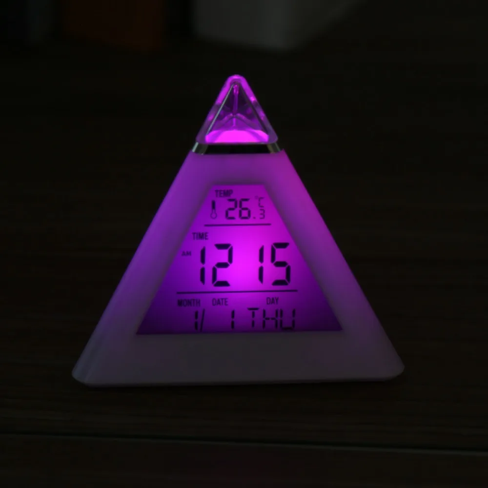 Pyramid LED Alarm Clock Thermometer 5