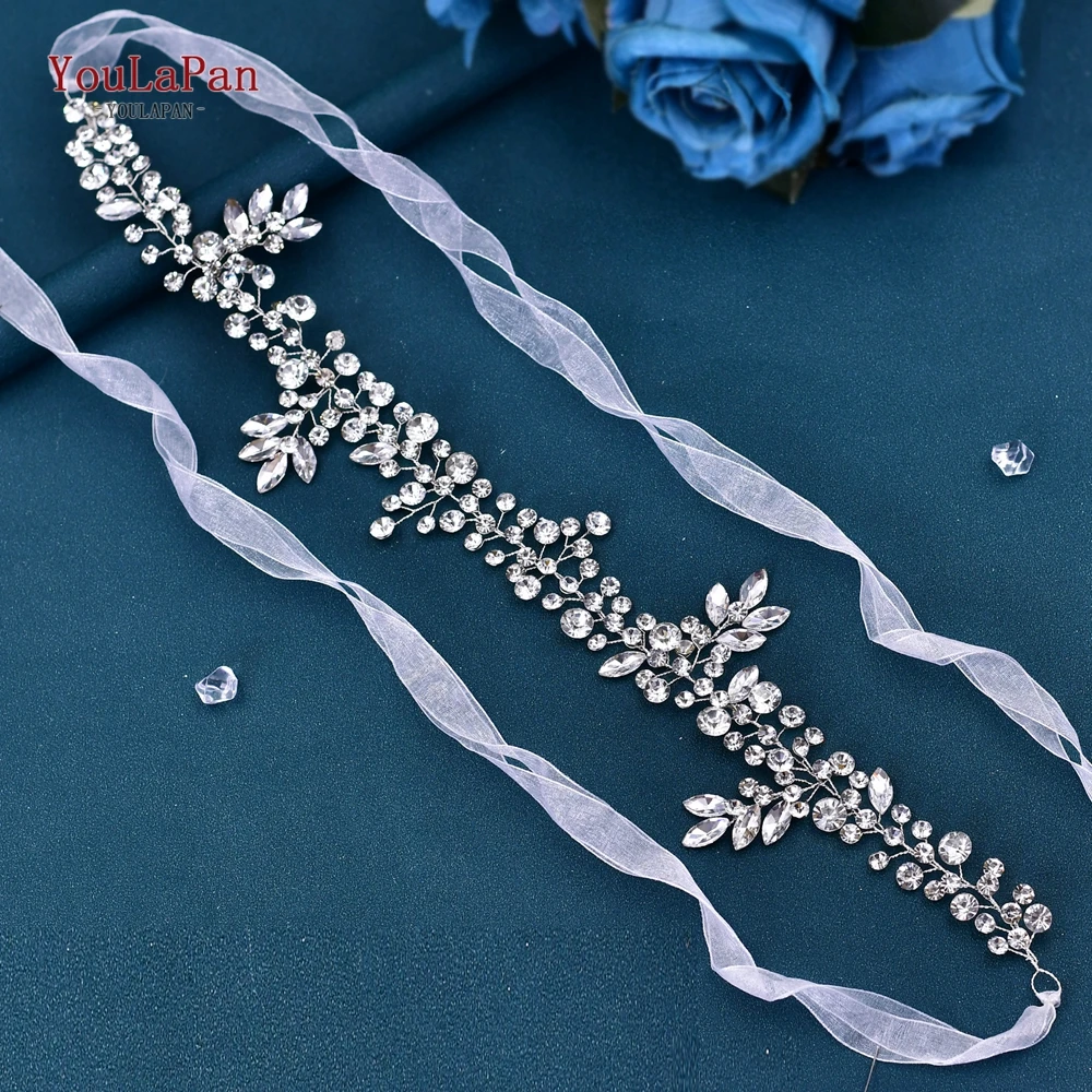 YouLaPan Shiny Rhinestone Bridal Sash Belt Handmade Bride Wedding Dress Evening Gown Belt for Party Woman Belt Waist Sash SH259