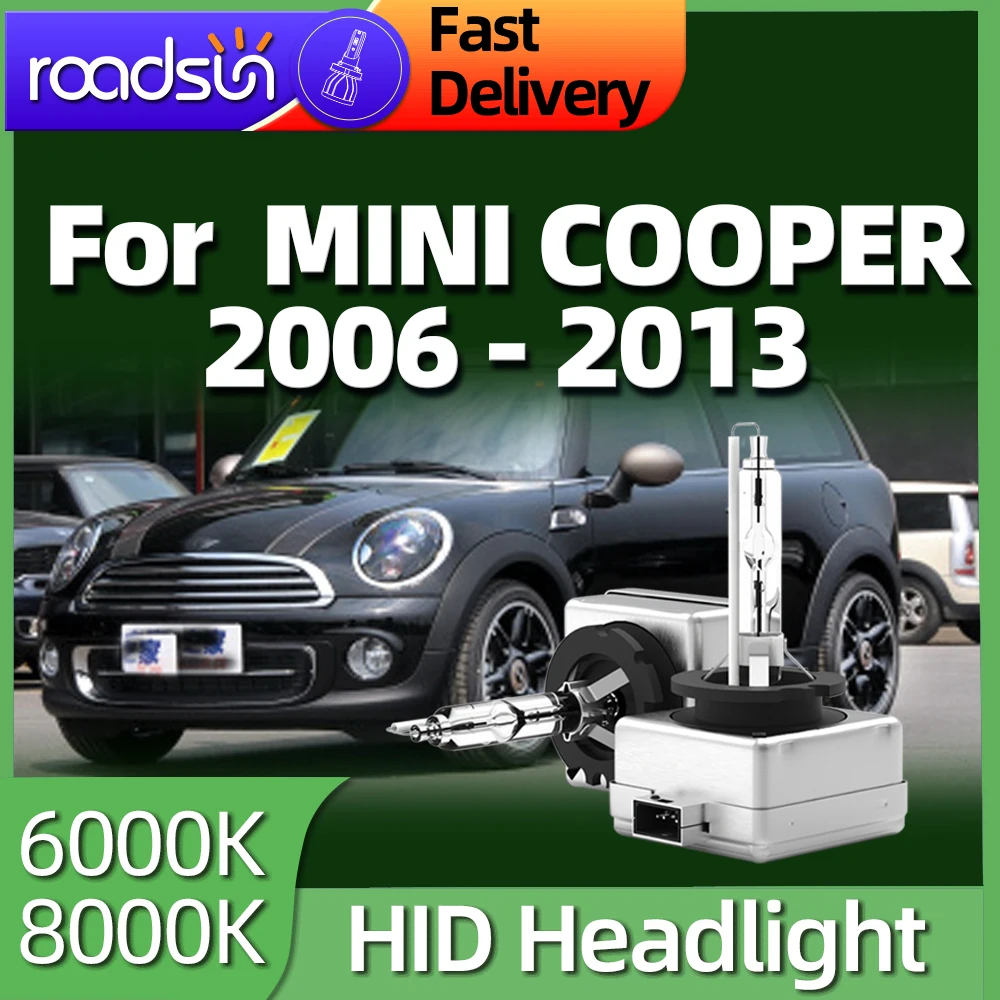 Roadsun 35W HID Bulb Xenon Headlight D1S 6000K White 8000K Blue Light For MINI COOPER 2006 2007 2008 2009 2010 2011 2012 2013