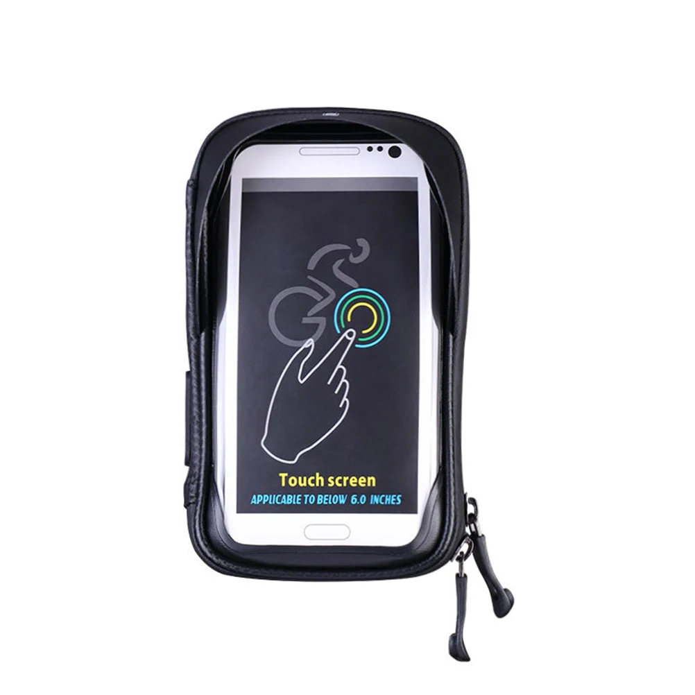 

Bike Handlebar Bag 6 Inch TPU Cycling Phone Bag Waterproof Cycling Pouch Universal Black Storage Pack