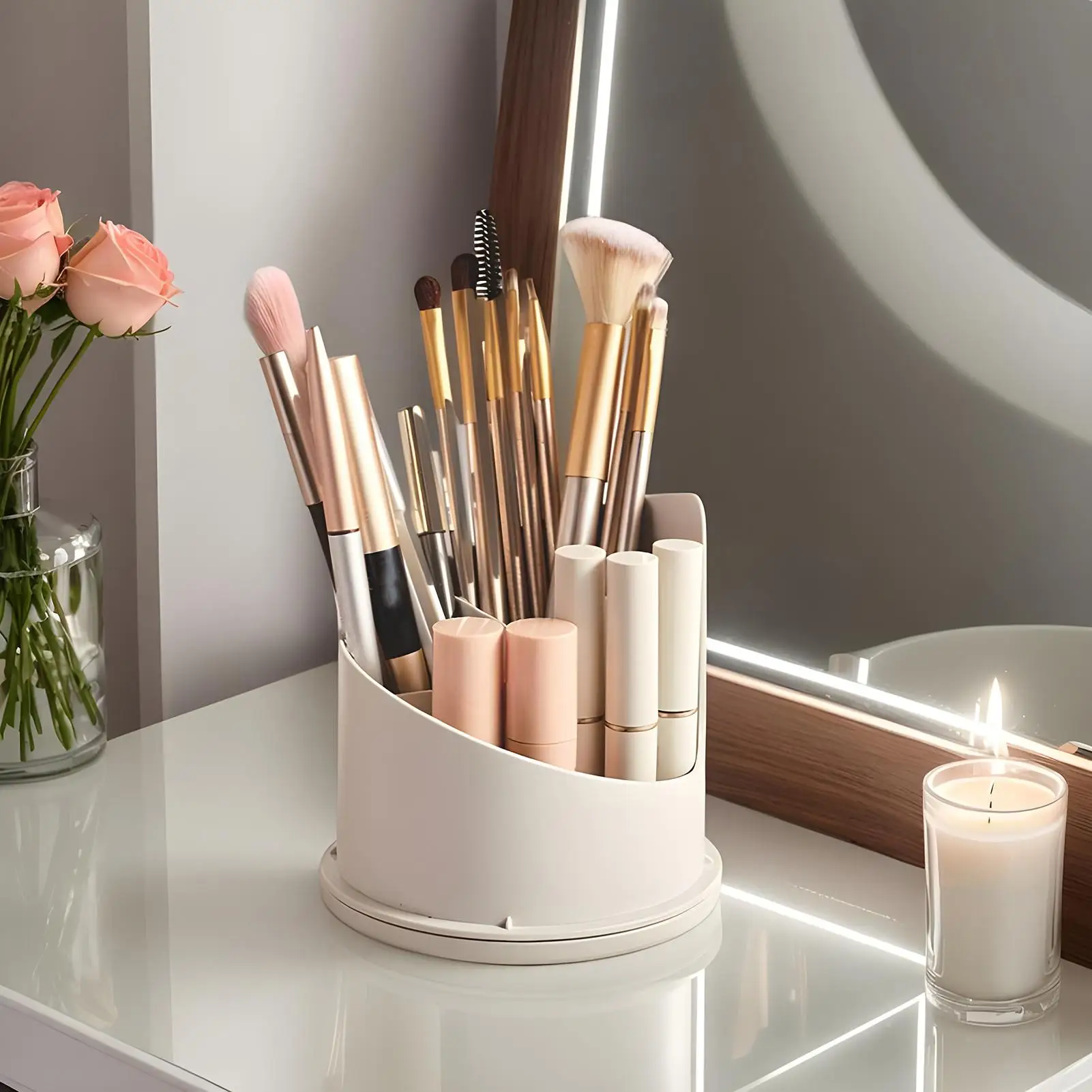 Geschlossener Zahnbürstenhalter, wasserdicht, platzsparend, Badezimmer-Organizer für den Schminktisch, große Kapazität, multifunktionale Kosmetikablage