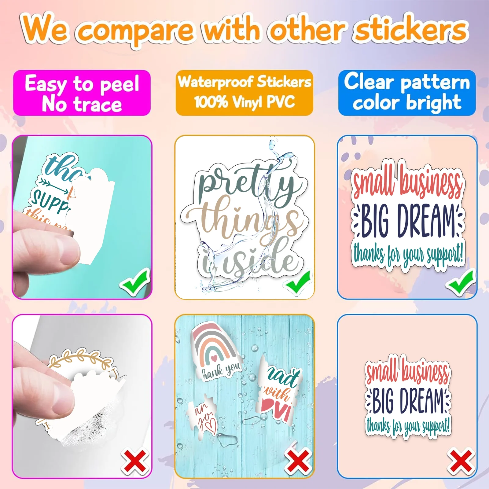 200 Pcs Thank You Stickers,  Thank You Stickers for Small Business, Self-Adhesive & Waterproof Stickers with Beautiful Designs