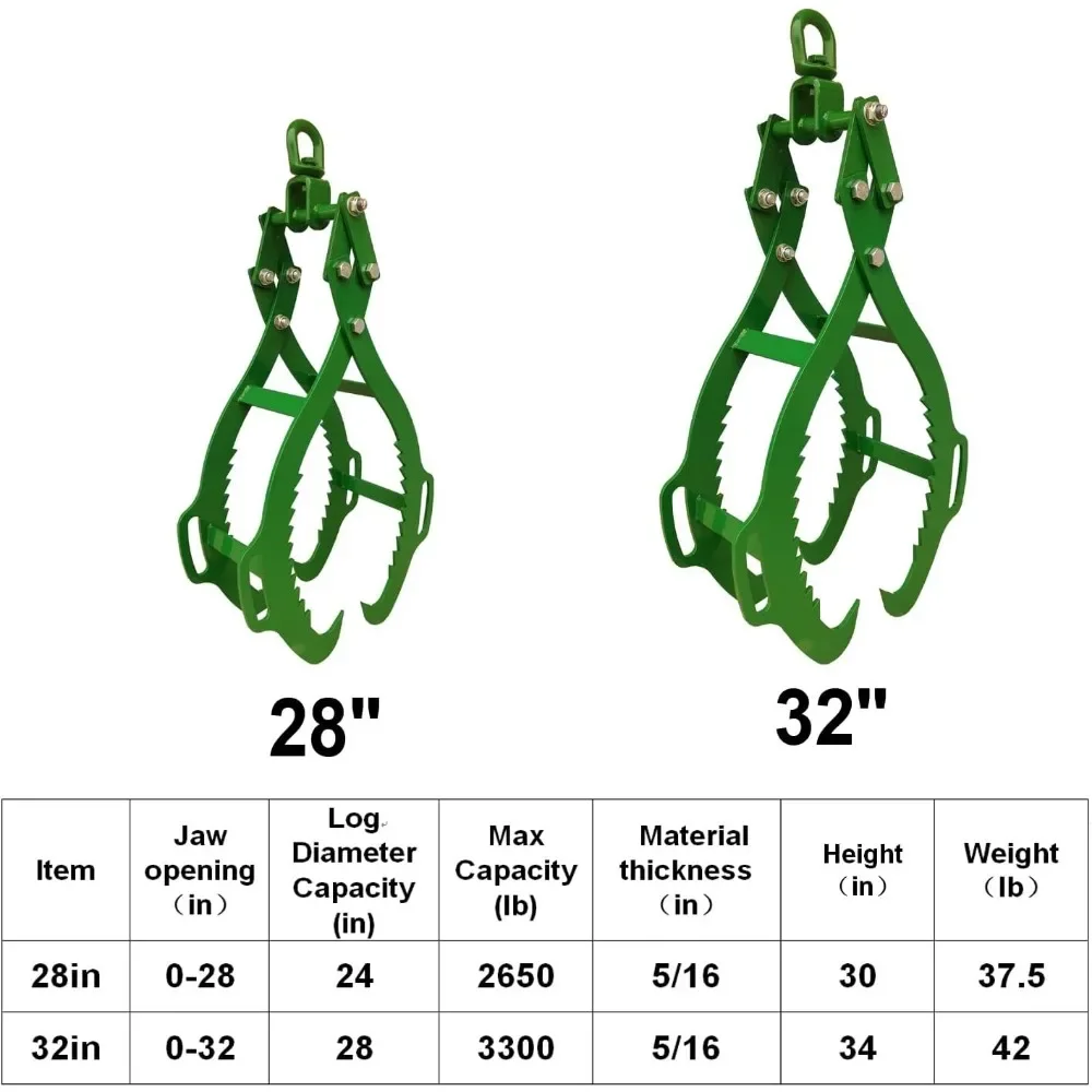 4 Klauw Log Hijstangen Houten Klauwhaak, 32-In Zwaar Uitgevoerde Grijphouten Klauw, Hout Slippende Tang Houtkap Grijper