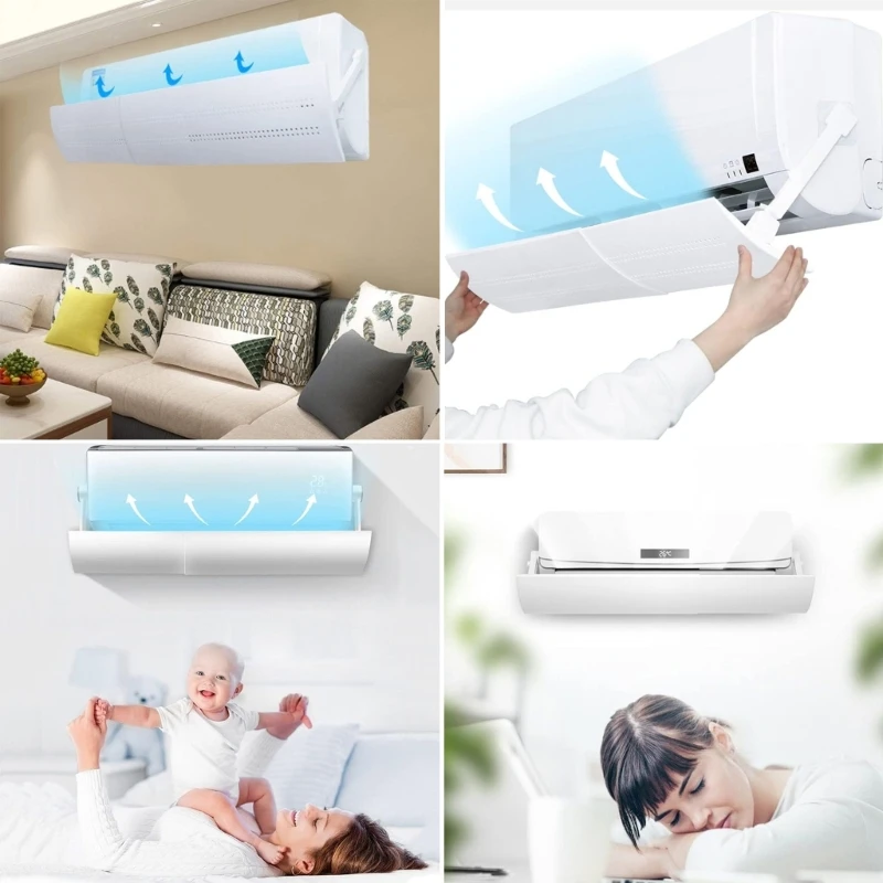 Defletor de ar condicionado telescópico ajustável, pára-brisa anti-sopro direto, anti-vento defletores, universal, A6HB