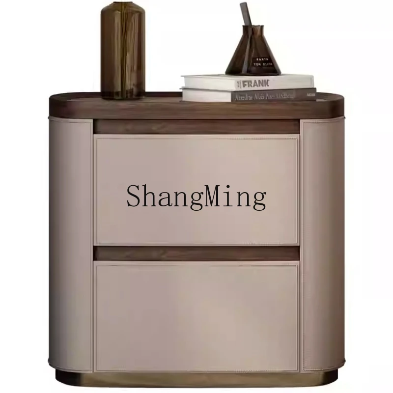 

SM minimalist bedside table light luxury simple modern high-end leather bedside bedroom new storage cabinet