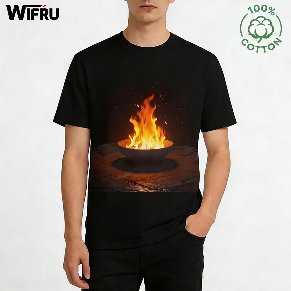 

Fire Pattern New Men's T-shirt Fashion 3D Printing Skin-friendly natural cotton Tops Oversized High Quality Casual Clothing