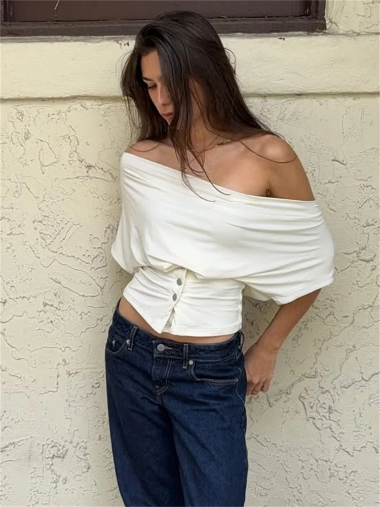 

Tossy V-Neck Casual Solid Tank Top T-shirt For Women Patchwork Short Sleeve Cropped Y2k Top Female Summer 2026 New Vest Tees Top
