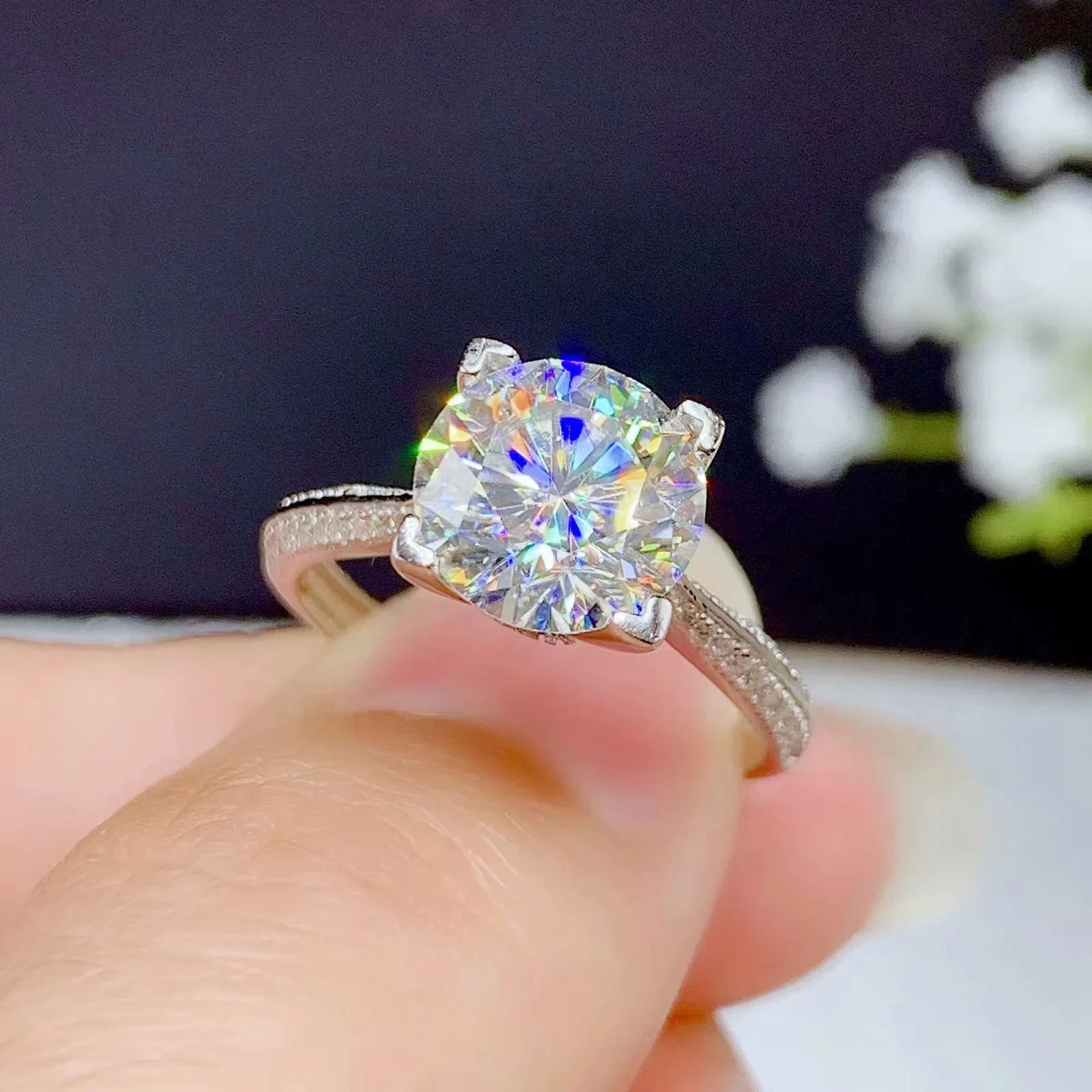 

Hotsale Moissanite Ring for Party 0.5ct To 3ct VVS1 Grade D Color Moissanite Wedding Ring 925 Silver Moissanite Jewelry