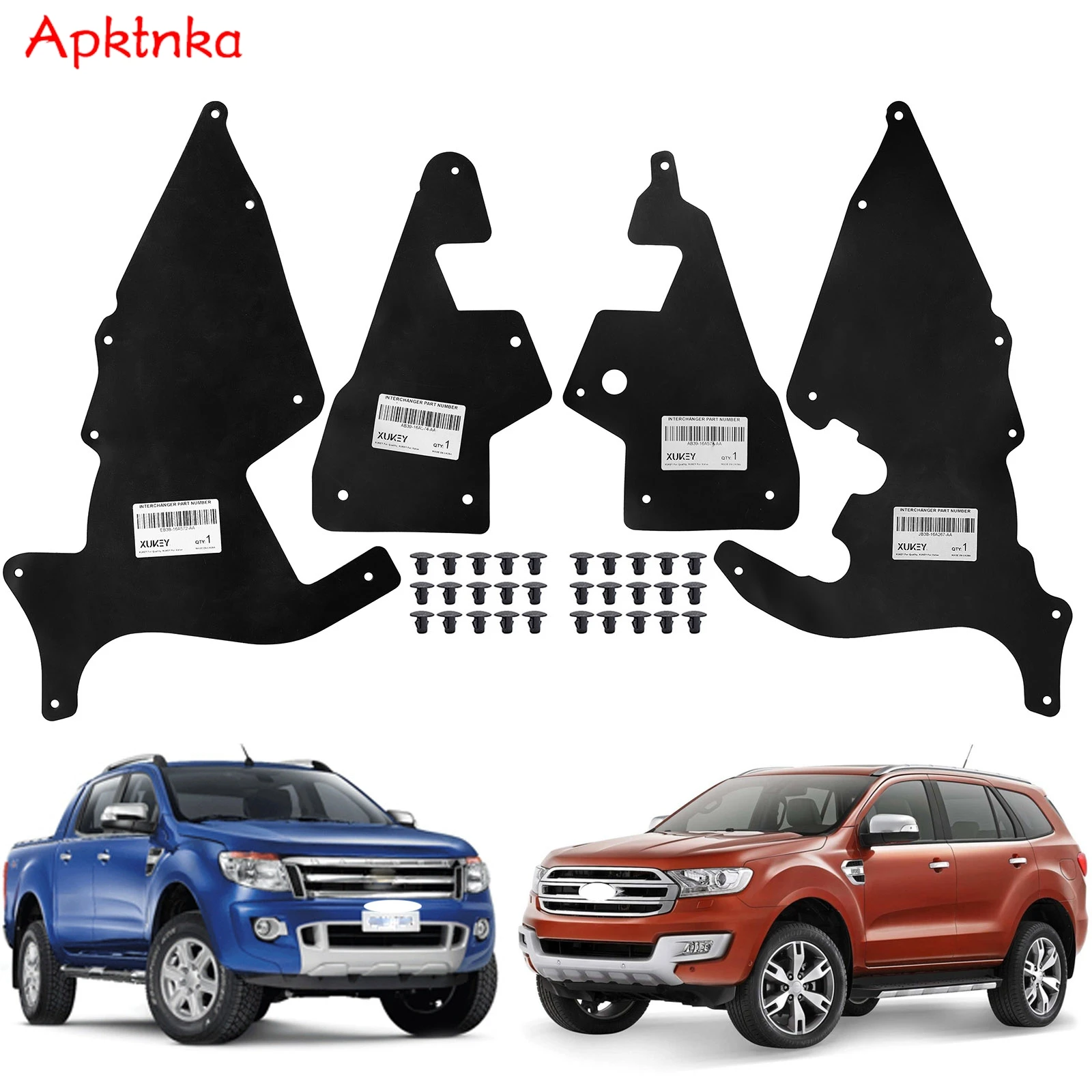 

Резиновые Брызговики для Ford Ranger P375 PX T6 2011-2023 Everest U375 мкА 15-22, 4 шт.