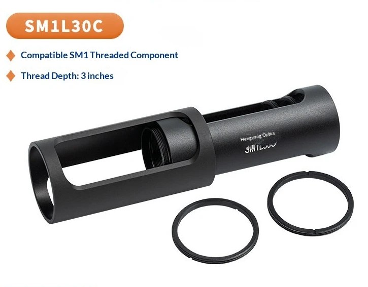 SM1L Series Slotted Lens Sleeve Compatible with SM1 Threaded Components Rotating Sliding Cover Includes Two Retaining Rings