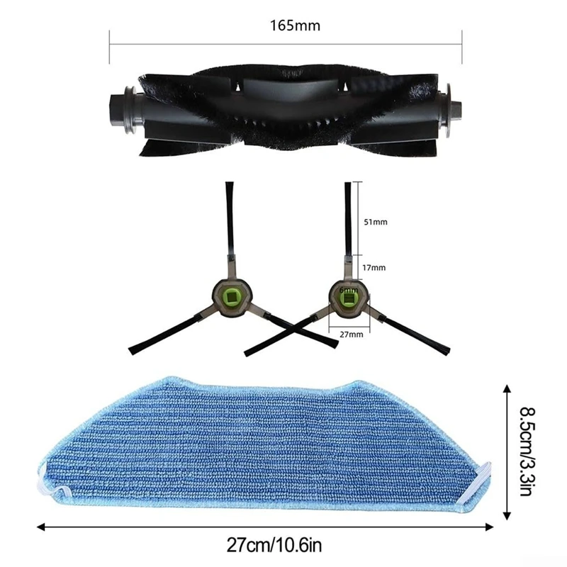 Main Side Brush Filter Mop Cloth Replacement Kit for M1 M2 Pro M2S M2S Pro M2 Plus U180 for Robot-VVNB