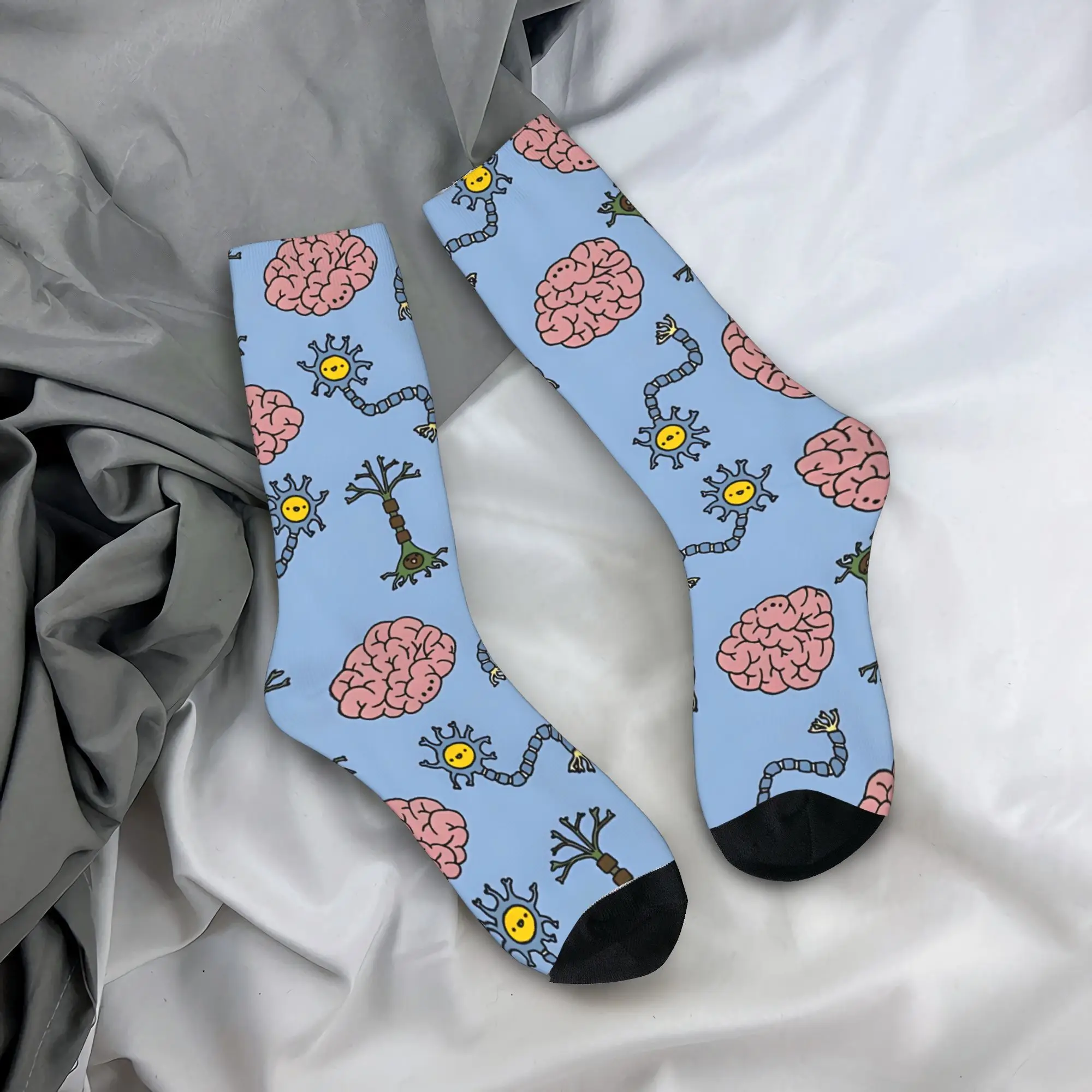 Funny Hip Hop Retro Neuro Brain Time Crazy Men's Compression Socks Unisex Comfy Breathable Seamless Printed Novelty Happy Sock