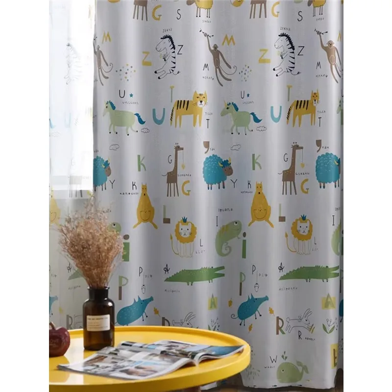 Simple Cartoon Series Zoo Blackout Curtains Living Room Bedroom Balcony Curtains