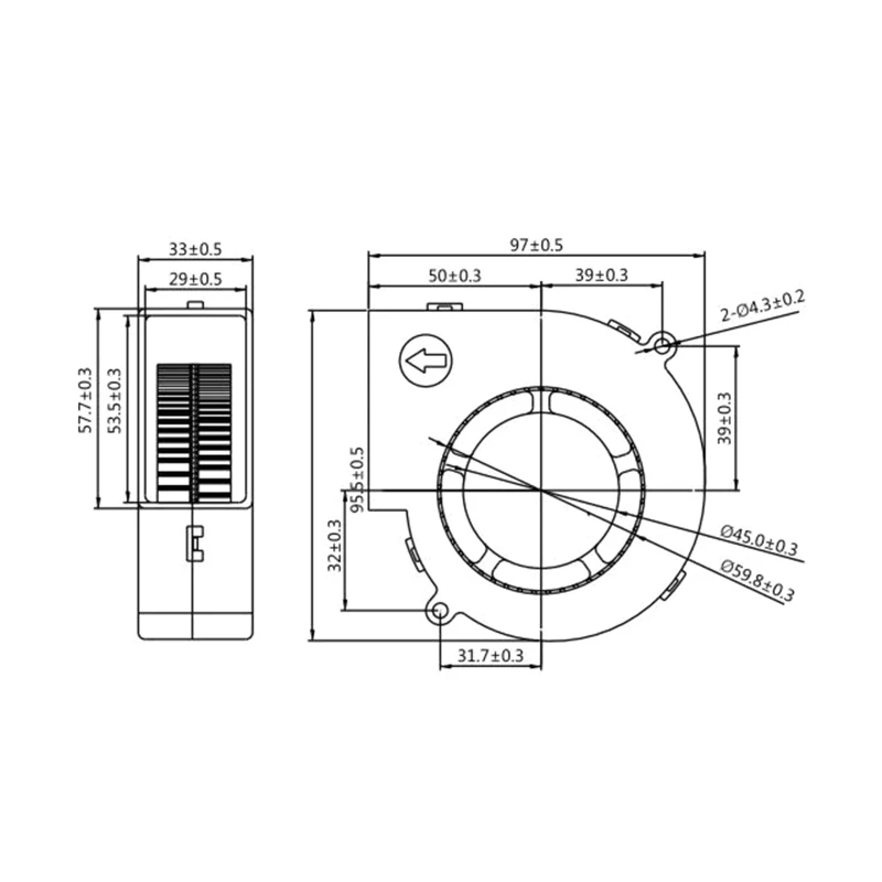 High Pressure 9733 4800RPM Plastic Metal Construction Centrifugal Blower Fan For Outdoor Cooking And Indoor Ventilation high