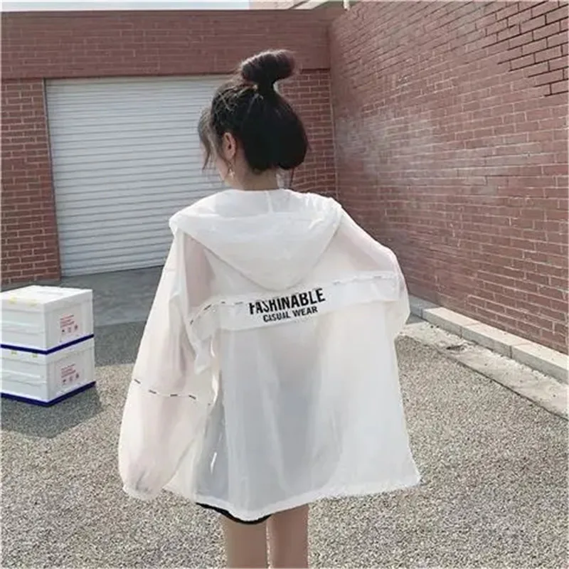 Summer Thin Coat Women Sun Protection Clothing 2024 New Korean Fashion Hooded Pocket Loose Jacket Female Student Outerwear B299