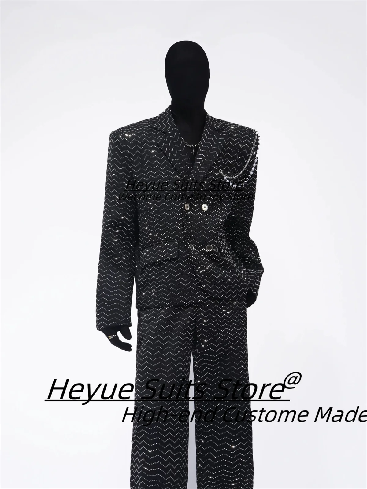 

Свободные блестящие мужские костюмы по индивидуальному заказу, высококачественные двубортные свадебные смокинги для жениха, комплекты из 2 предметов, мужские пиджаки для выпускного вечера, костюм Homme