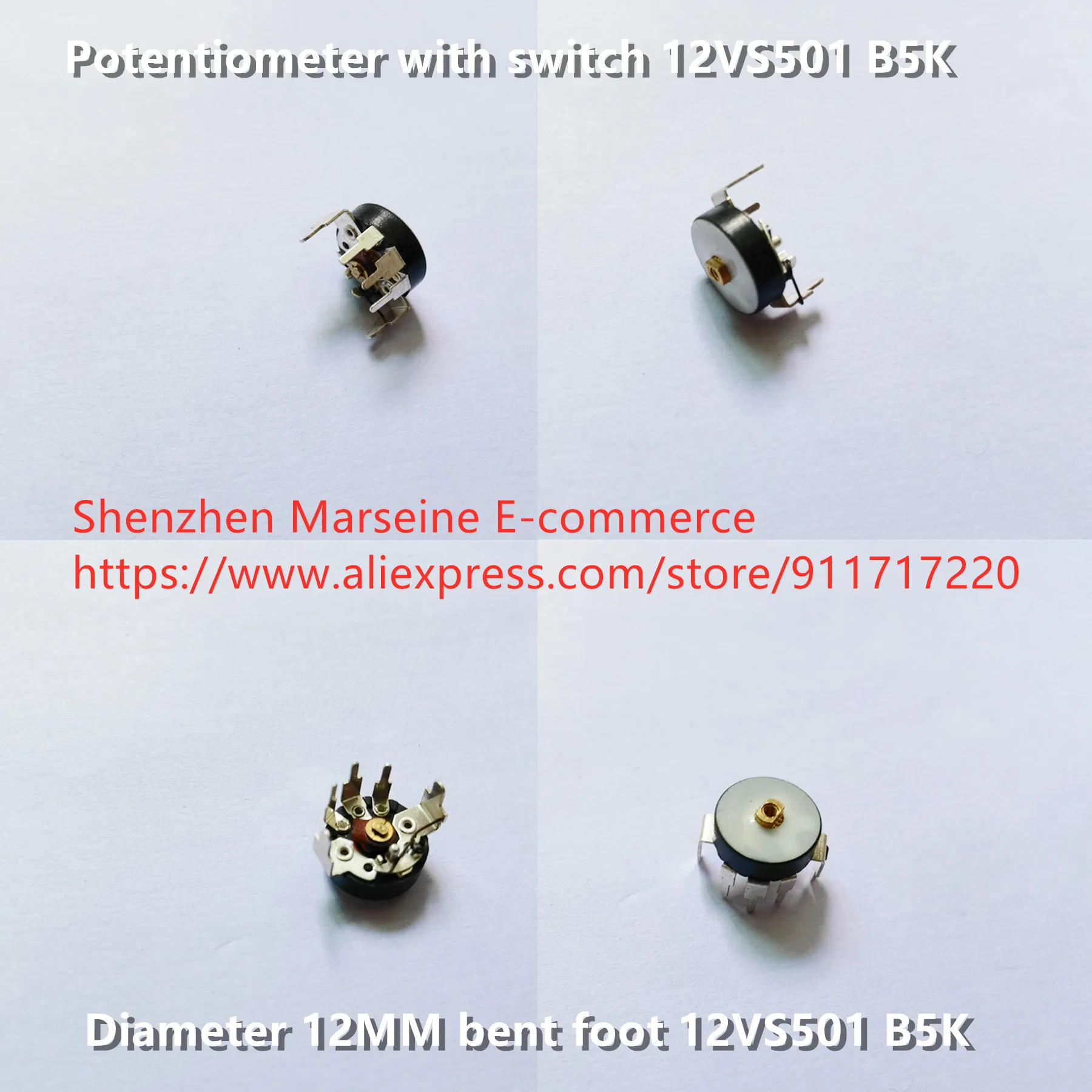 Original New 100% 12MM bent foot potentiometer with switch 12VS501 B5K