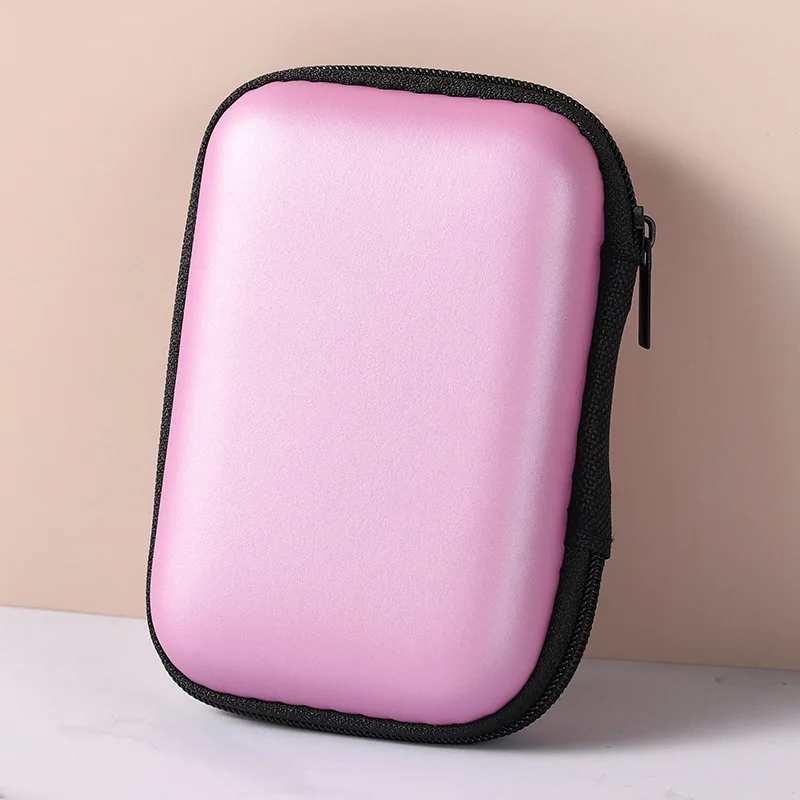Saco portátil do armazenamento do fone de ouvido, saco do armazenamento do curso, estojo de carregamento, organizador do cabo do USB, saco do cabo do auricular, saco quadrado do zíper, 2Pcs