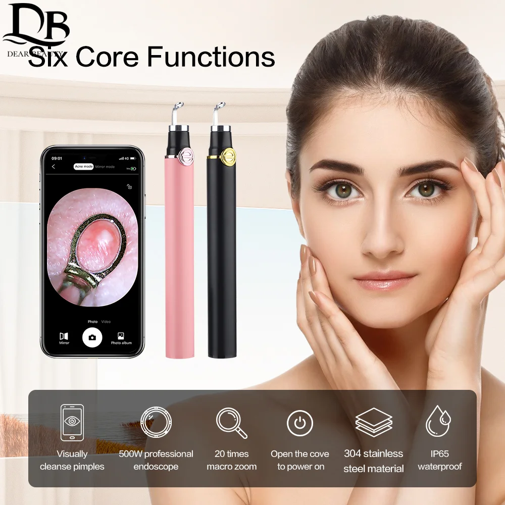 Visual Acne Cleaner Blackhead Remover Acne Needle Squeeze Pore Cleaner Pimple Black Dots Extractor Facial Cleaning Beauty Device