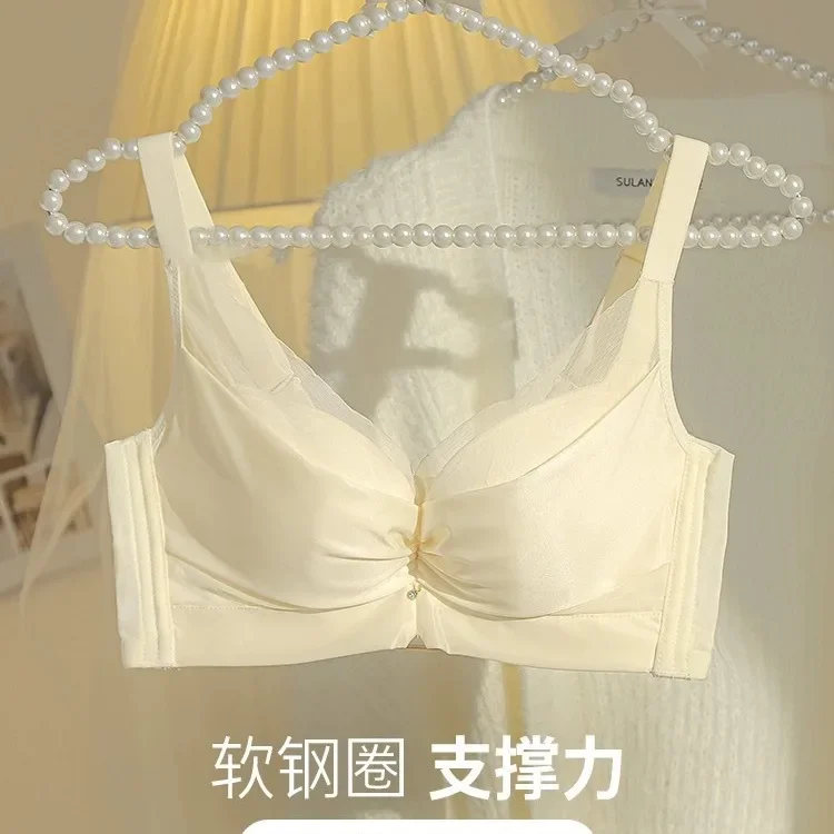 Large boobs show small underwear thin soft steel ring adjustment on the collection of vice-anti-sagging autumn and winter bra