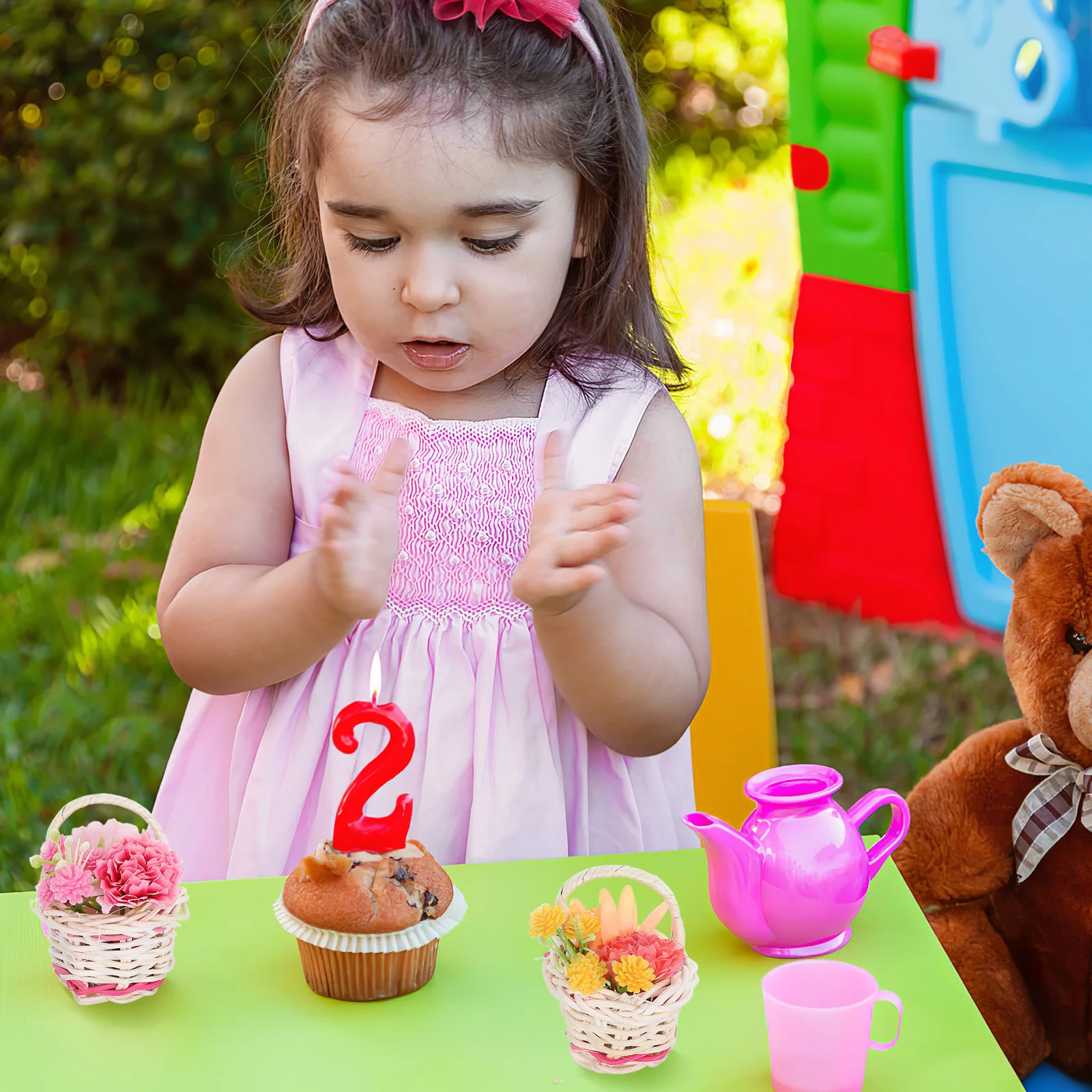 

10pcs Rattan Flower Basket Baskets Small Handle for Home Decor Storage ganization Flower Photography Props