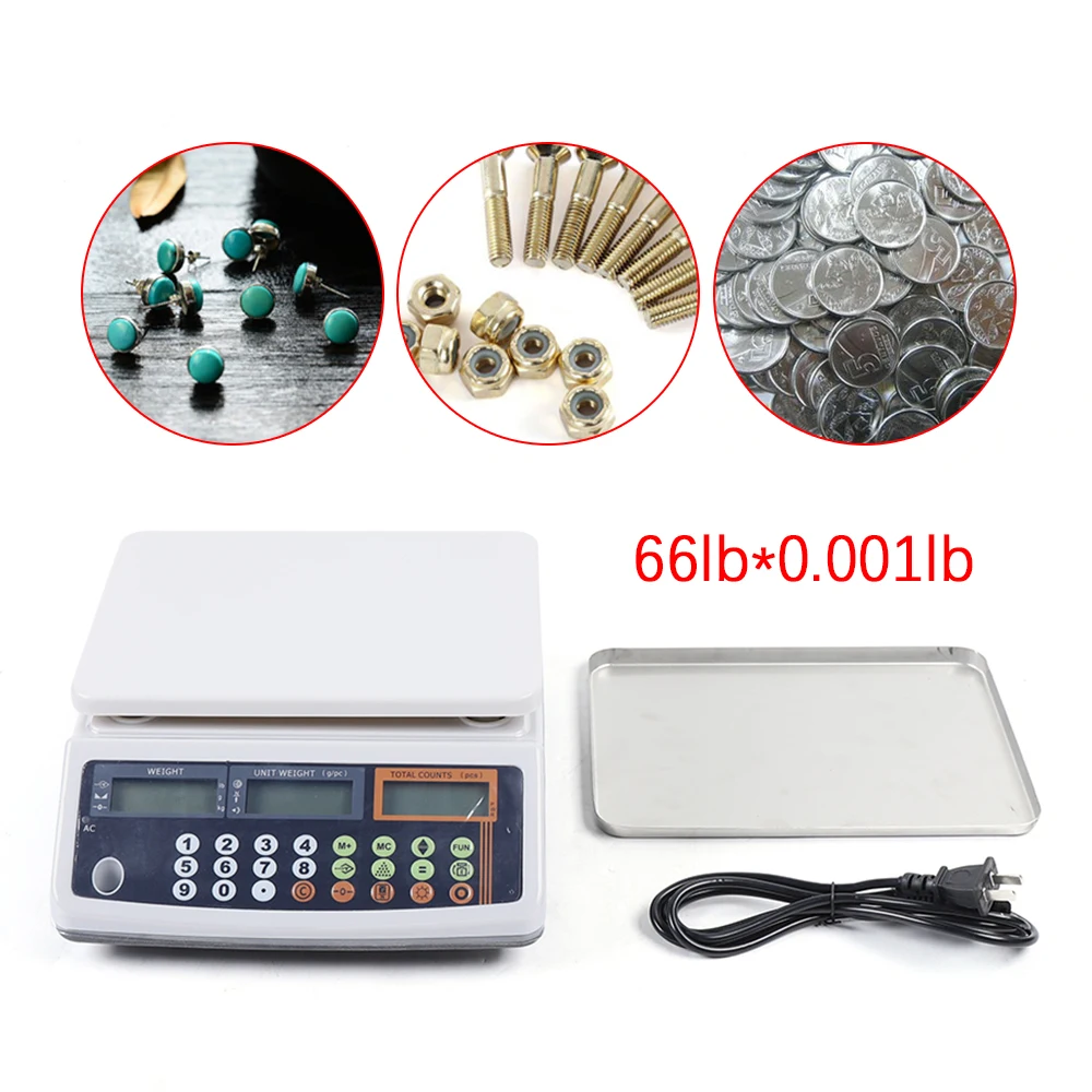 110V Digital Parts Coin Precise Table Counting 66Lb X 0.001 Lb Capacity Inventory High-precise Weight Scale