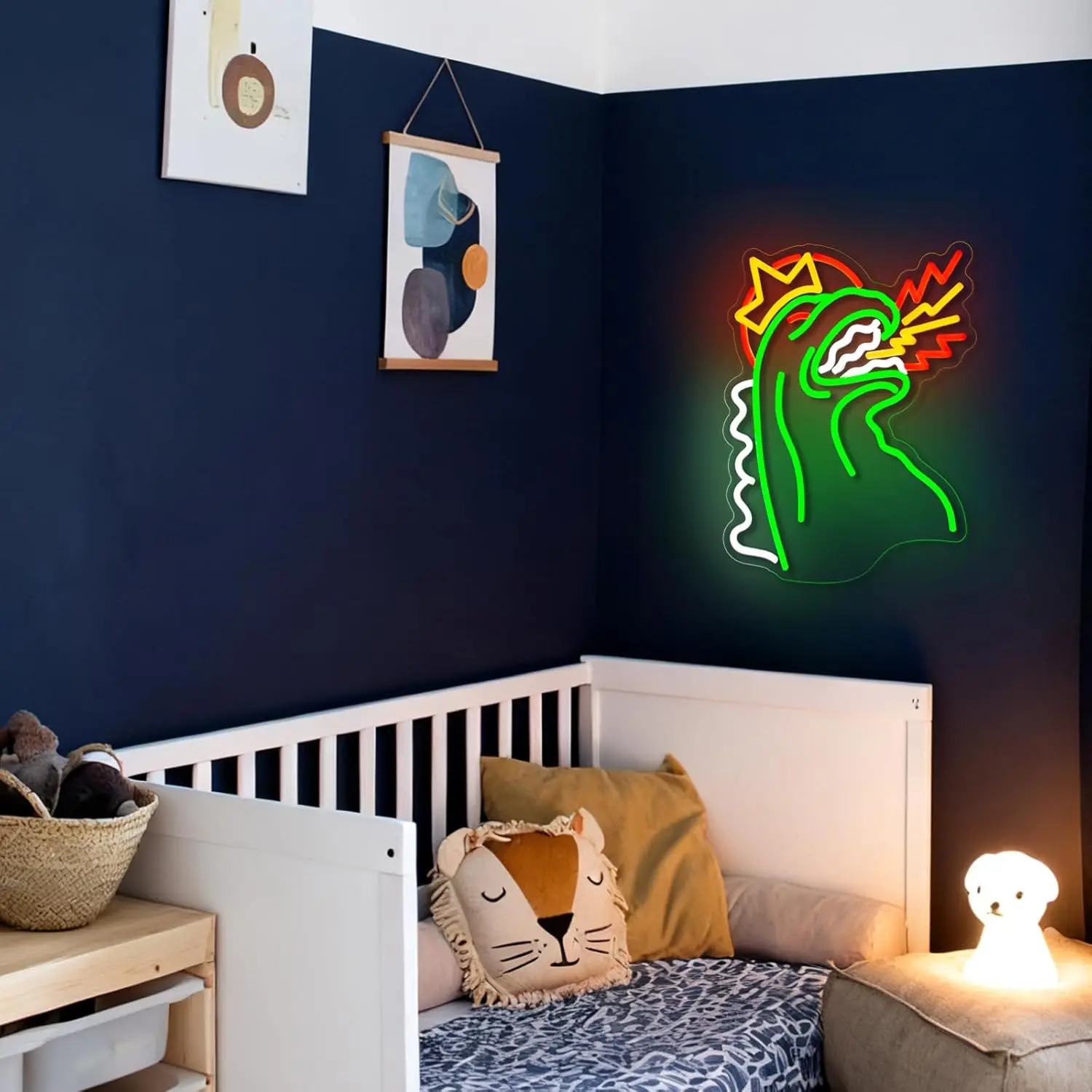 النار التنفس ديناصور النيون تاج ضوء النيون Gragon USB عكس الضوء للبنين غرفة نوم لعبة غرفة تزيين في العطلة هدية الكريسماس #5