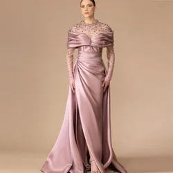 Customized Prom Dress Evening Dearin Scoop Neckline A-line Floor Length Skirts Tulle Draped Layered Bead Bespoke Occasion Dresse