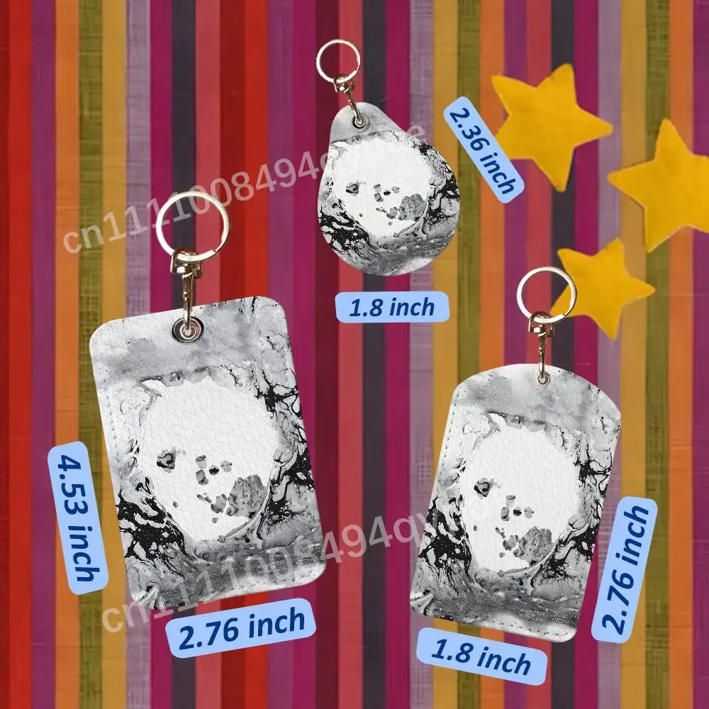 R-Radiohead In Rainbows Leather Access Card Case Anti-lost Card Holder Keychain Accessories Fingerprint-proof Key Tag Ring