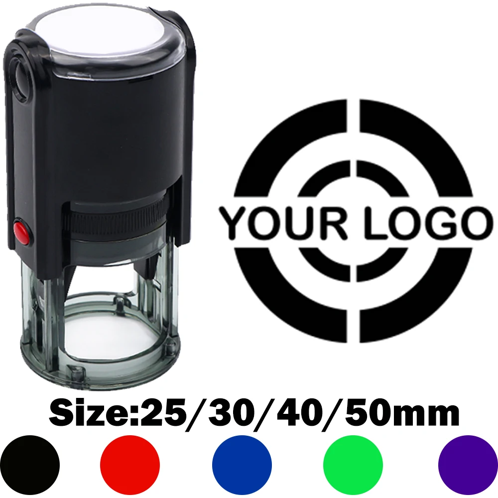 Custom Self-Inking Stamp 25/30/40/50mm Round LOGO Design Press-type Inking Stamp for DIY Invitation Envelope Paper Card Decor