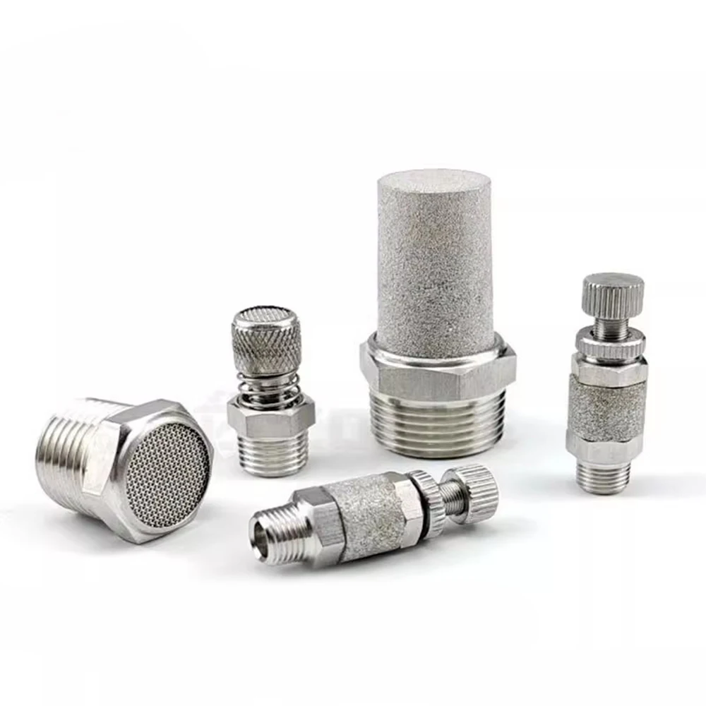 Silencing Noise Control Filter Throttling Long Head Flat Head Stainless Steel Pneumatic Joint External Thread M5 1/4 3/8 1/2 3/4