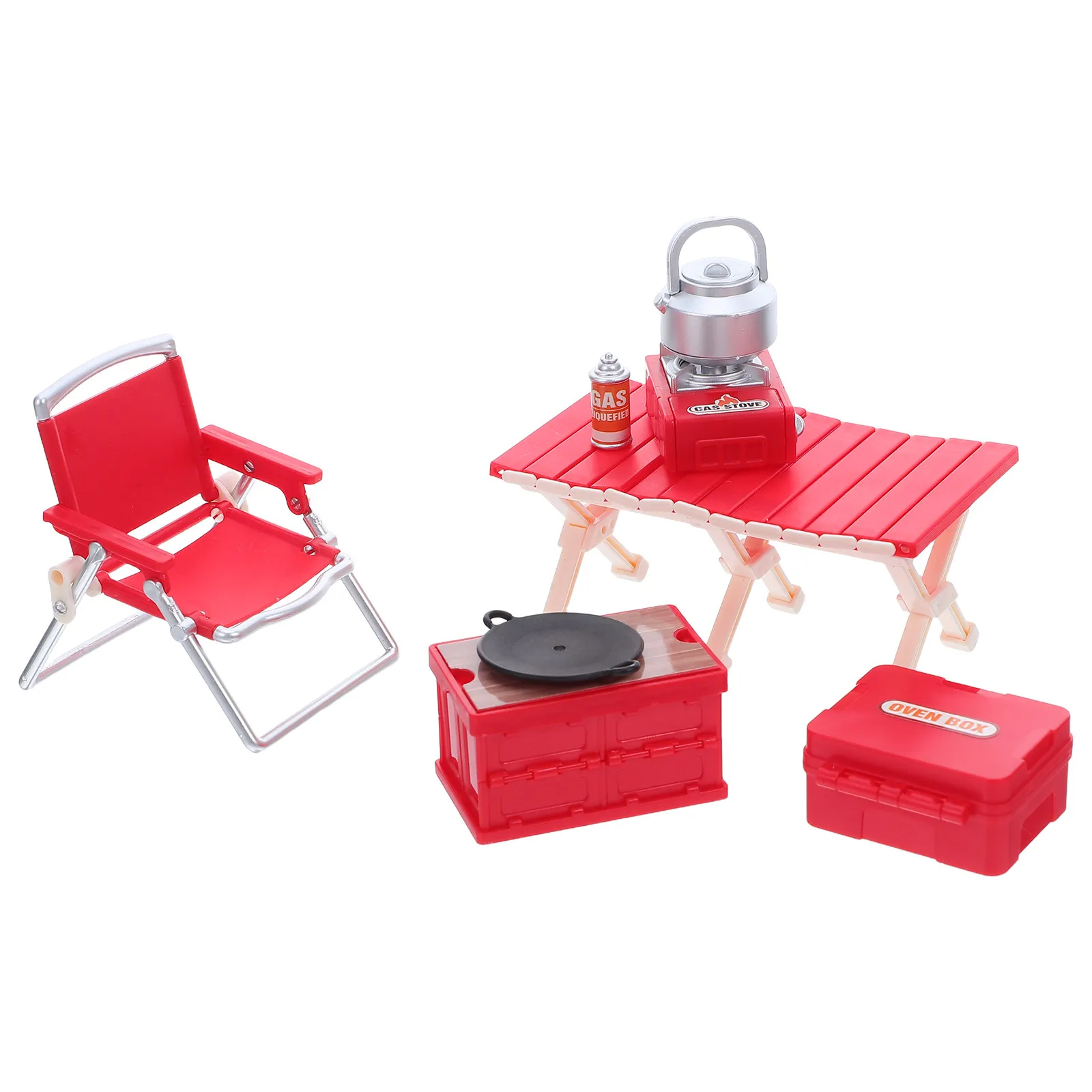

1Set Miniature Camping Playset Folding Chairs Picnic Table Gas Stove Realistic Outdoor Scene Kids Pretend Play Accessories