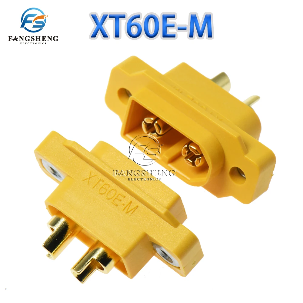 2/ 5 10PCS Amass XT60E-M XT60E XT60 Brass Gold Plated Male Plug Screws Mountable Connector For Racing DIY XT60E-M