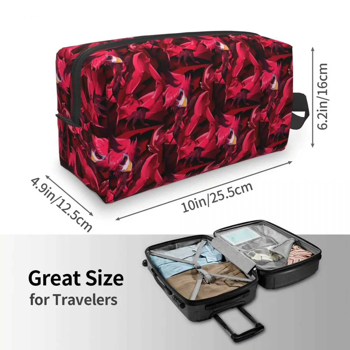 Creative Alastor Hazbin Hotels Anime Makeup Bag Cosmetic Organizer Storage Dopp Kit Toiletry Cosmetic Bag for Women Beauty