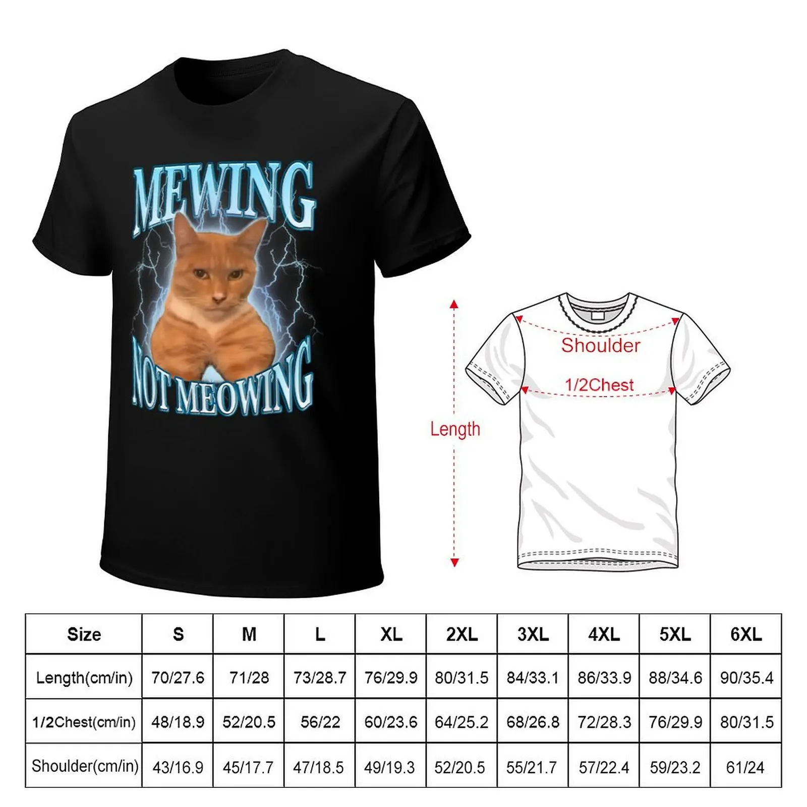 Funny Cat Meme with Meowing Looks Meowing Cat T-Shirt Large Size Casual Tee Shirt