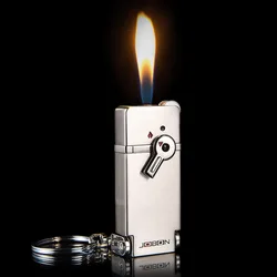 JOBON Metal Butane Gas Lighter Grinding Wheel Ignition Portable Carry Keychain Protection Switch Reuse Lighter Men Gift