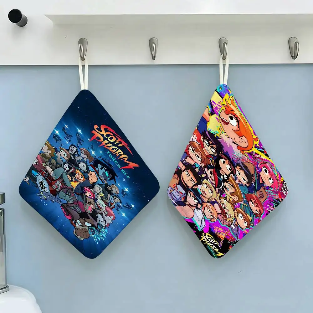 S-Scott Pilgrim vs the World  Hanging Kitchen Towel, Polyester Cotton Material, Wear Resistant Hand Wiping Towel for Home