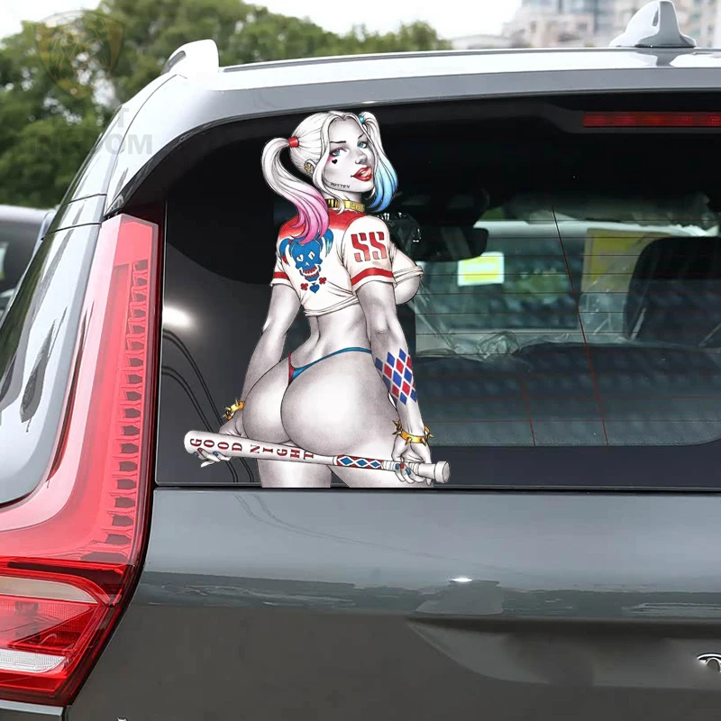 Rebellious Clown Girl Diamond Pattern Car Stickers Vinyl Decal Waterproof Die Cut for Laptop Car Window Motorcycle Auto Decor