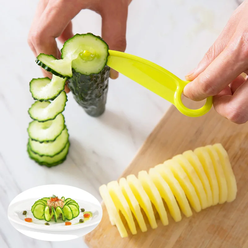 

1PC Manual Spiral Slicer Potato Carrot Cucumber Slicer Cutter Vegetable And Fruit Cutter Kitchen Tools Random Colors Wholesale