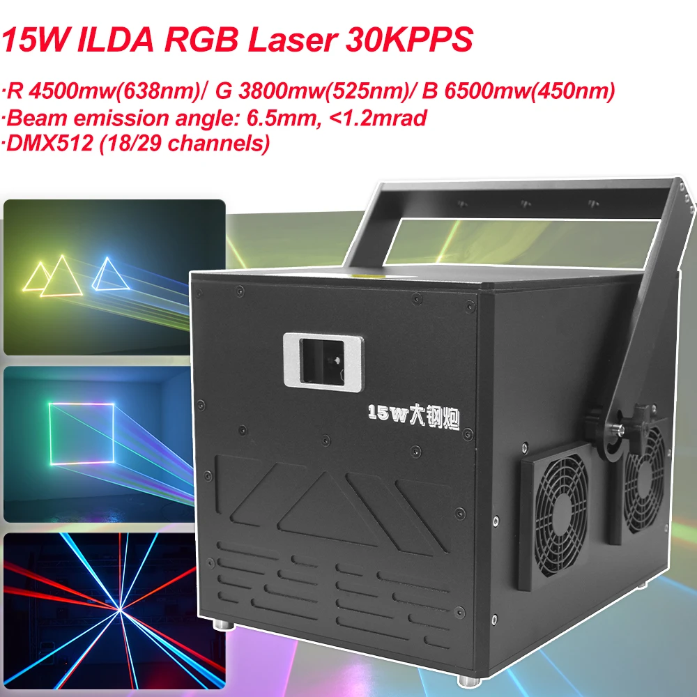 Professional 15W ILDA RGB 30/40KPP Scanner Laser Light DMX Beam Line Scanner Projector Stage Laser Lights Effect For Party Night