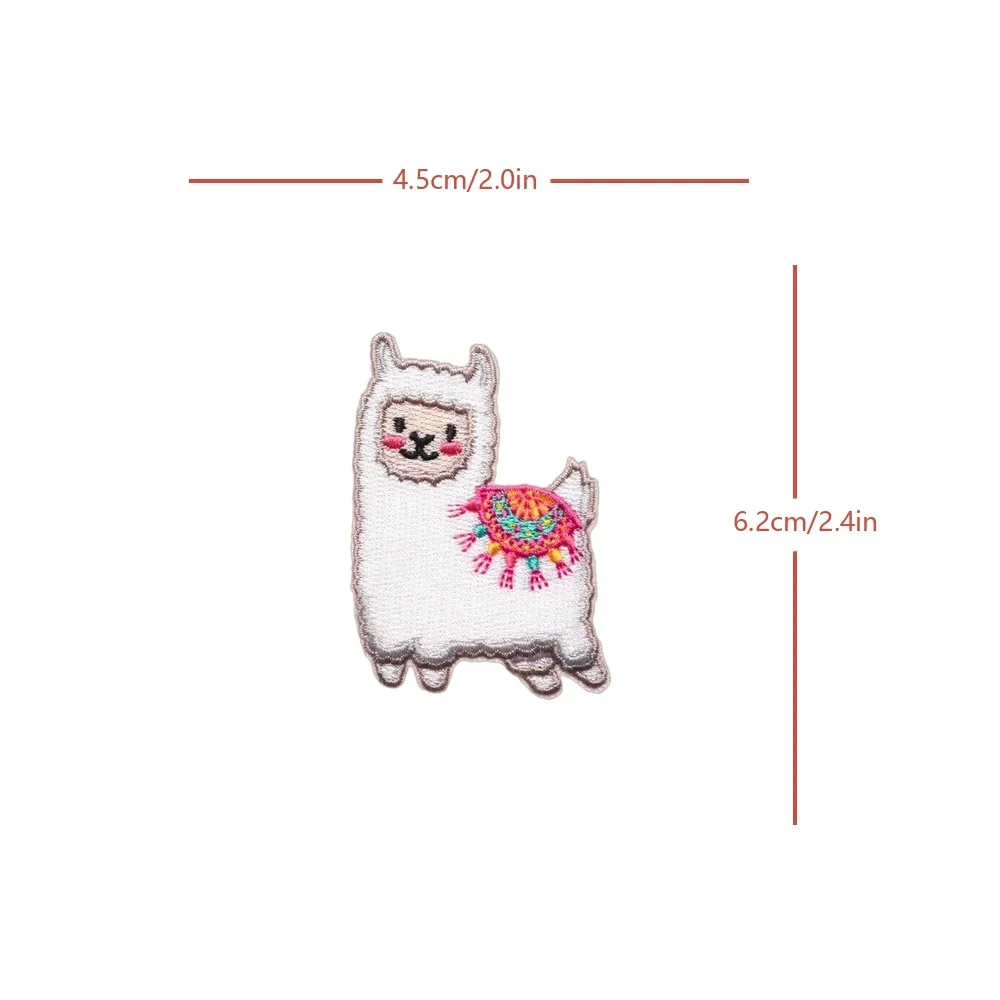 Niedlicher weißer Lama-Cartoon-Moral-Aufnäher, taktischer Patch, bestickter Klettverschluss, DIY-Rucksack, Kappe, Jeans – Detail 5