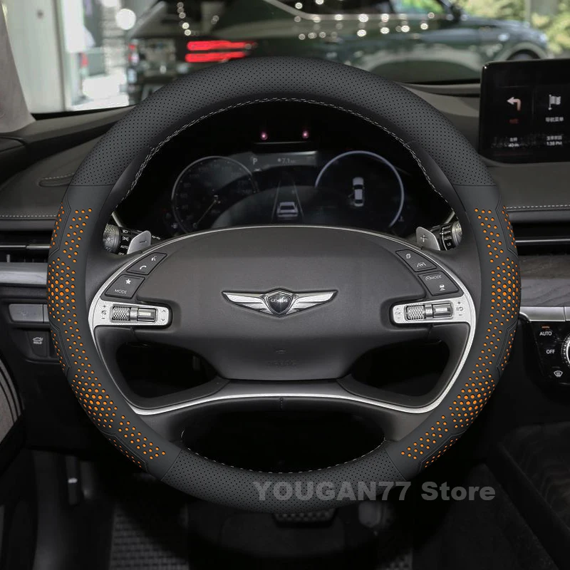 

Leather Car Steering Wheel Cover For Genesis GV70 2022 2023 2024 2025 Auto Steering Wheel Genesis GV70 Accessories