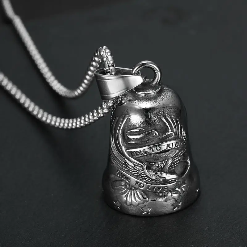 Exorcism Bell Stainless Steel Casting Eagle Pentagram Design Riding Statue for Home Decor