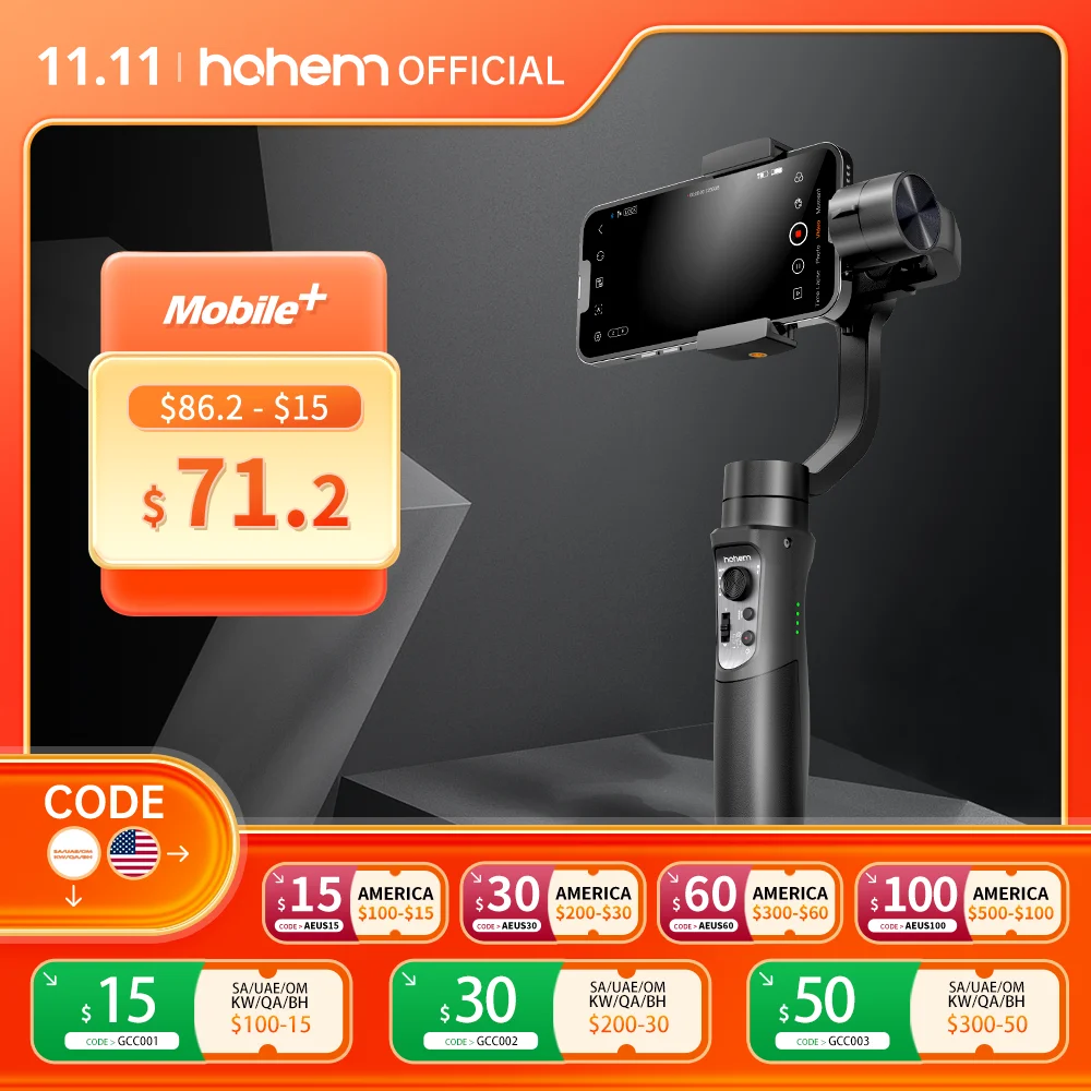 

Hohem iSteady Mobile2024 KIT Gimbal for Smartphone 3-Axis Gimbal Fill Light for iPhone 15 and Android estabilizador para celular