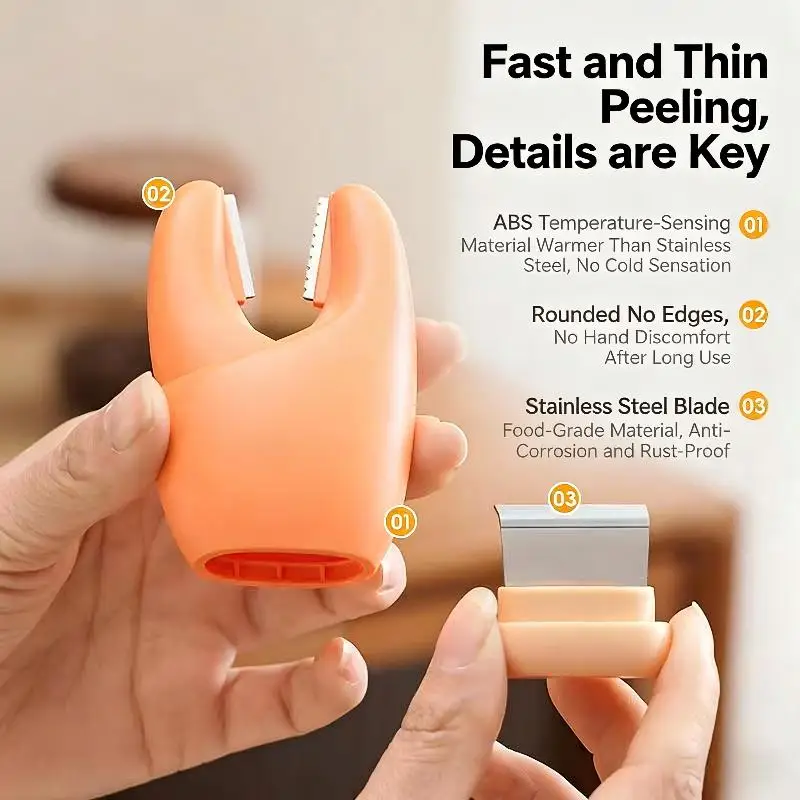 2-in-1 Garlic Peeler with Non-Slip Grip - Manual Peeling Clips & Vegetable Tool for Easy Kitchen Prep