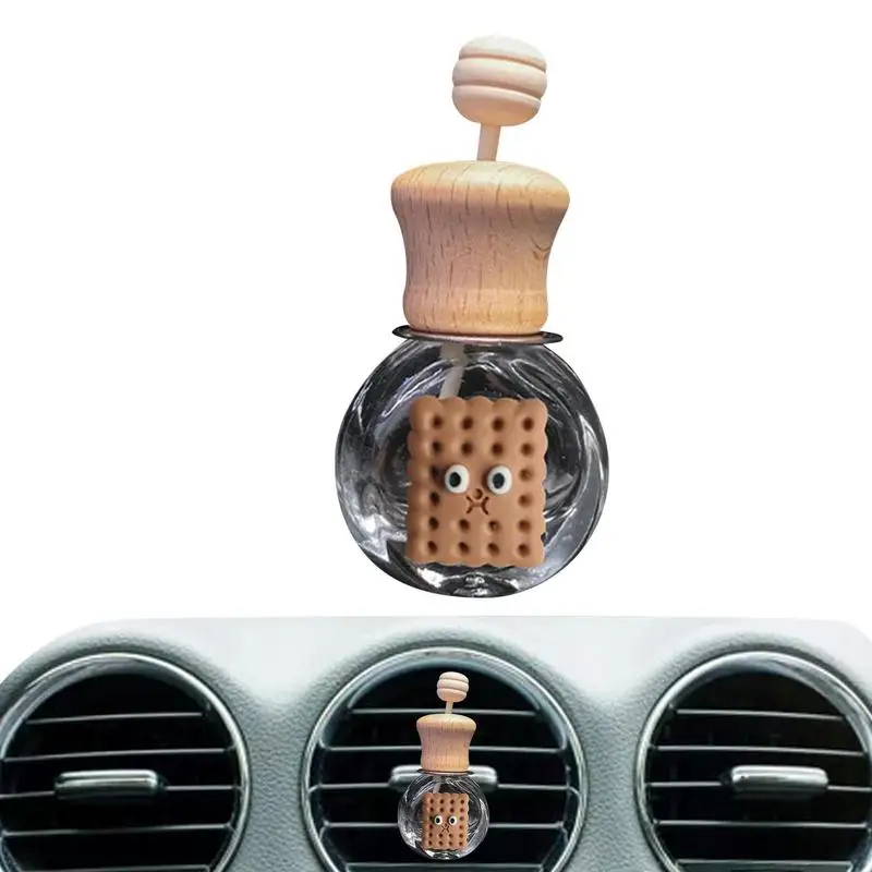 Car Hanging Perfume Bottle With Milk Tea Color Cartoon Refillable Empty Glass Diffuser Artistic Aromatherapy Fragrance Ornament